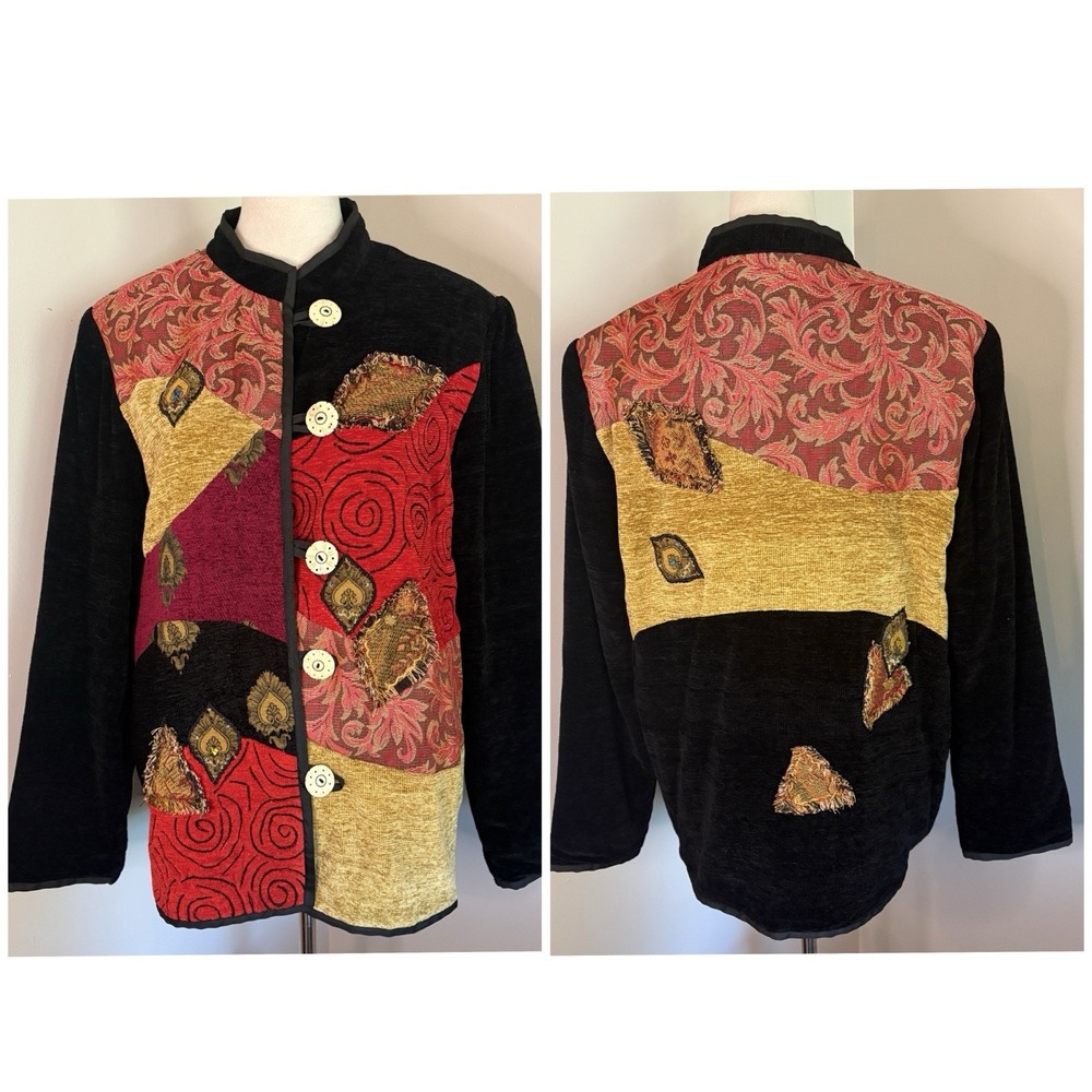 NWT VTG Alex Kim Patchwork Jacket Velvet Tapestry Paisley Art to Wear Medium 90s